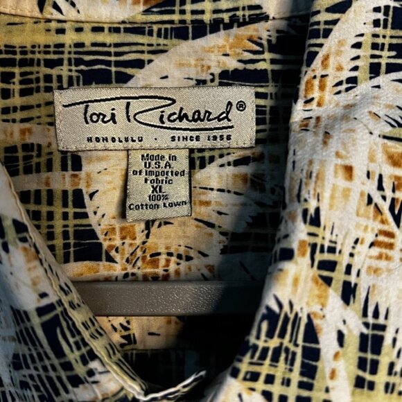 Tori Richard Floral Hawaiian Shirt Palm Trees Cotton Lawn Size XL - Picture 5 of 5